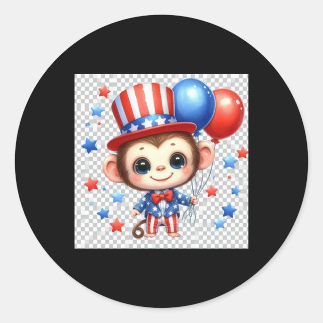 Patriotic Monkey Sticker  (Front)