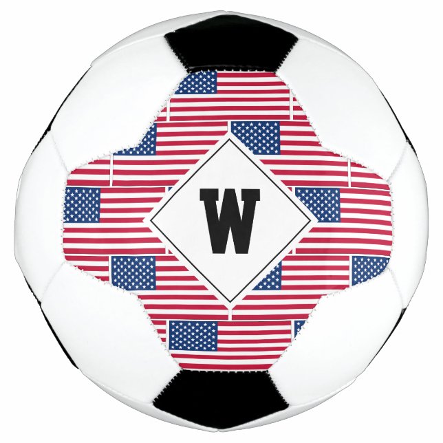 Patriotic Monogram AMERICAN FLAG Soccer Ball (Front)