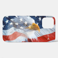 Patriotic Monogrammed Bald Eagle American Flag