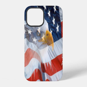 Patriotic Monogrammed Bald Eagle American Flag iPhone 12 Case