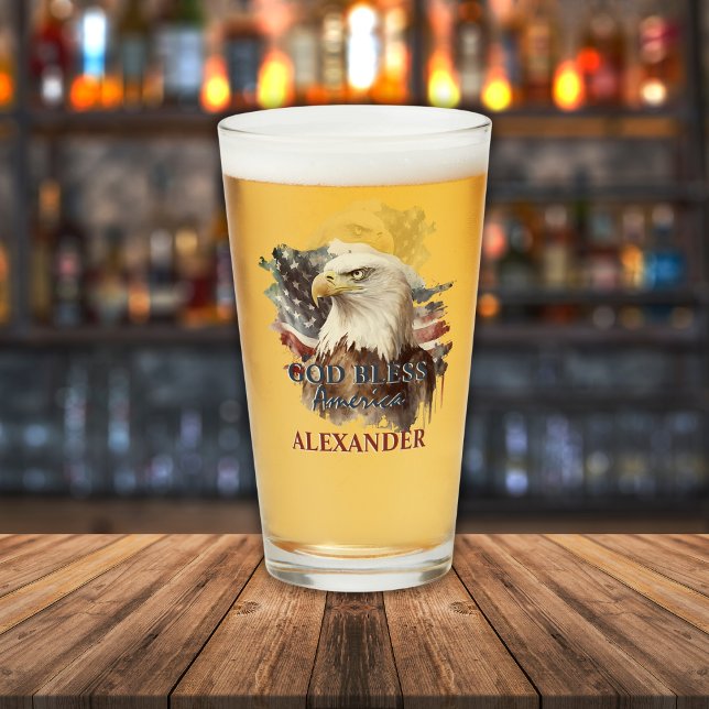  Patriotic Monogrammed God Bless America Eagle  Glass (Creator Uploaded)