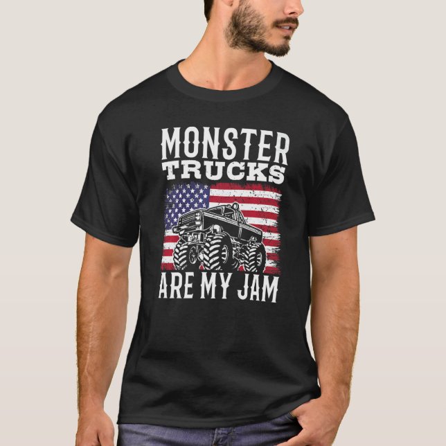Patriotic Monster Truck Are My Jam Truck  american T-Shirt (Front)