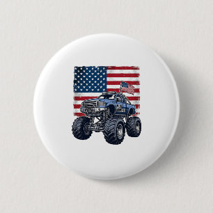 Patriotic Monster Truck Vintage Engraving Design_1 6 Cm Round Badge