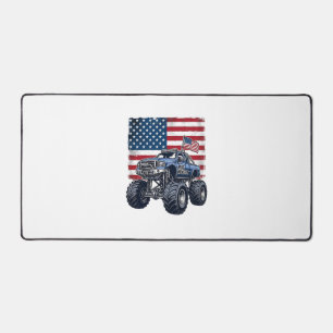 Patriotic Monster Truck Vintage Engraving Design_1 Desk Mat