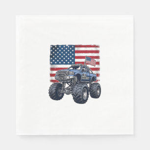 Patriotic Monster Truck Vintage Engraving Design_1 Napkin