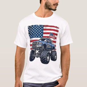 Patriotic Monster Truck Vintage Engraving Design_1 T-Shirt