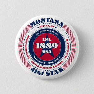 Patriotic Montana Circle with State Details 6 Cm Round Badge