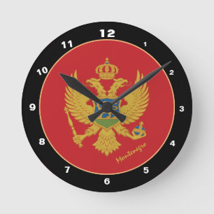 Patriotic Montenegro, Montenegro Flag Home design Round Clock