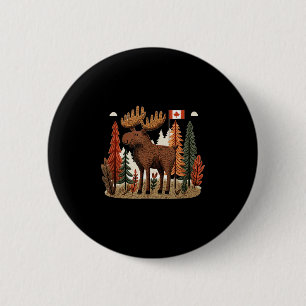 Patriotic Moose Costume With Canada Flag  6 Cm Round Badge