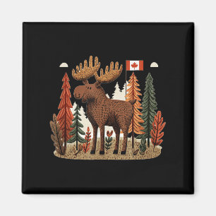 Patriotic Moose Costume With Canada Flag Magnet