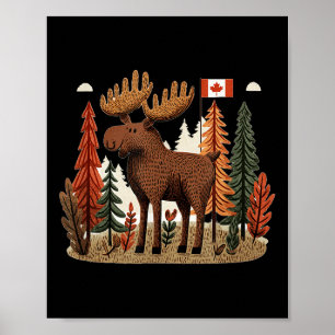 Patriotic Moose Costume With Canada Flag Poster