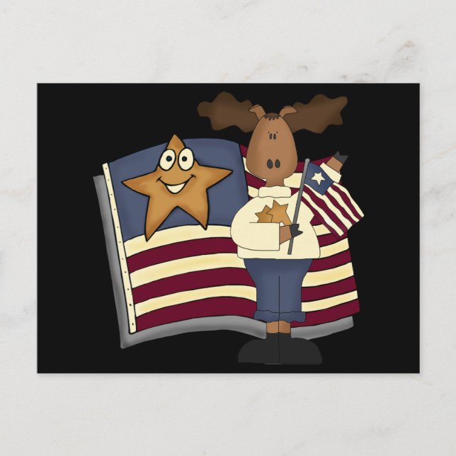 Patriotic Moose Gifts For Her Postcard (Front)