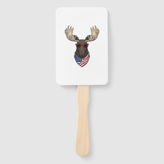 Patriotic Moose Sunglasses Vintage Vector Design_1 Hand Fan