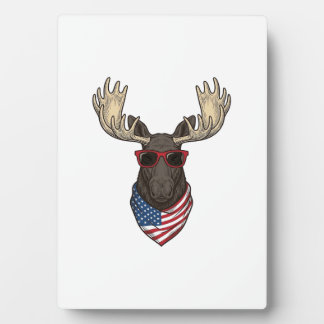 Patriotic Moose Sunglasses Vintage Vector Design_1 Plaque