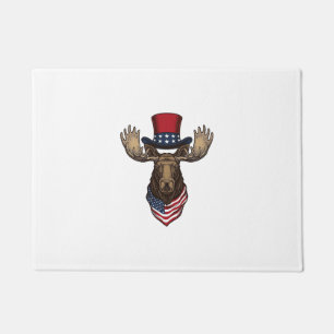 Patriotic Moose Vintage Engraving Vector Design_1 Doormat