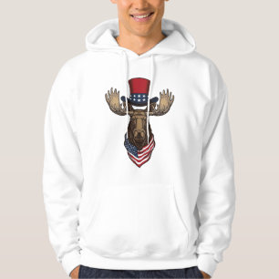 Patriotic Moose Vintage Engraving Vector Design_1 Hoodie