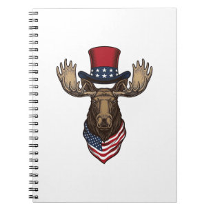 Patriotic Moose Vintage Engraving Vector Design_1 Notebook