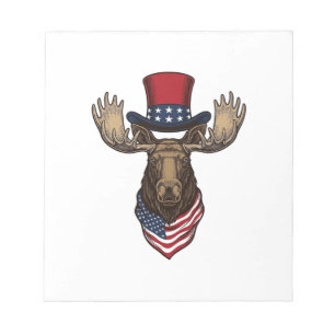 Patriotic Moose Vintage Engraving Vector Design_1 Notepad