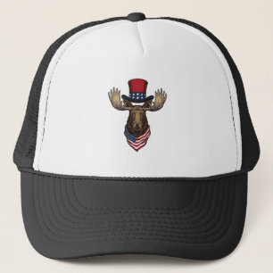 Patriotic Moose Vintage Engraving Vector Design_1 Trucker Hat