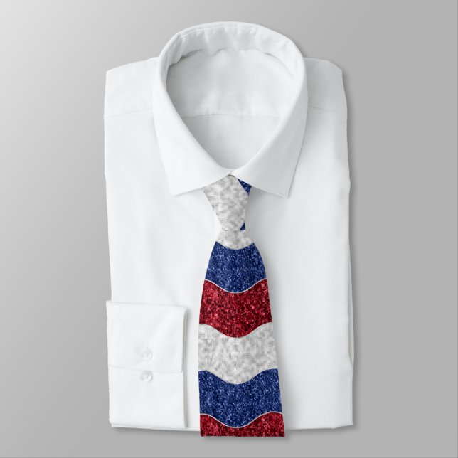 Patriotic Mosaic Waves Tie (Tied)