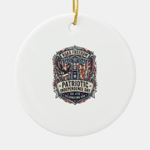 Patriotic Motor Patriot Biker Road Freedom Patriot Ceramic Ornament