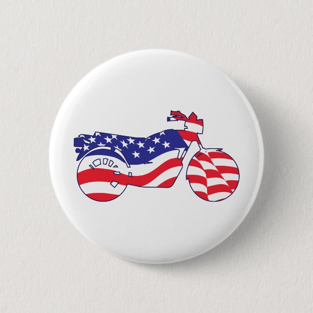 Patriotic Motorcycle 6 Cm Round Badge (Front)
