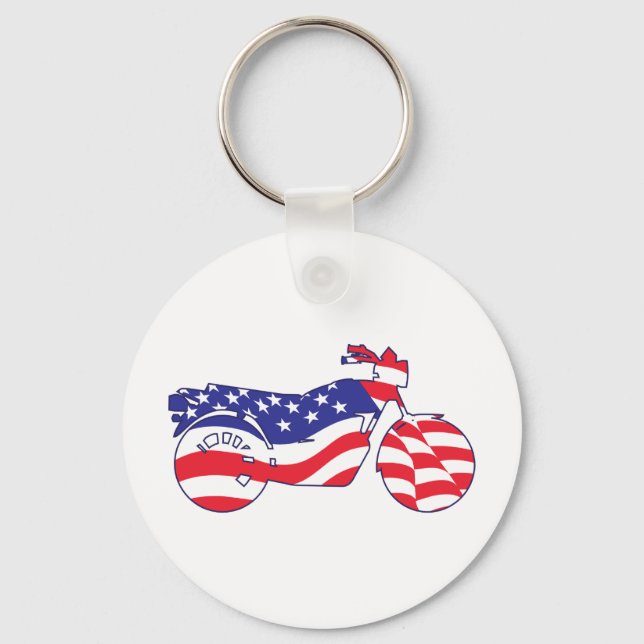 Patriotic Motorcycle Key Ring (Front)
