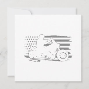 Patriotic Motorcycle Vintage American Flag Biker Invitation