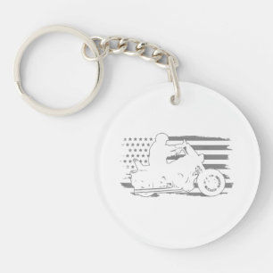 Patriotic Motorcycle Vintage American Flag Biker Key Ring