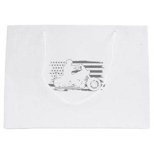 Patriotic Motorcycle Vintage American Flag Biker Large Gift Bag