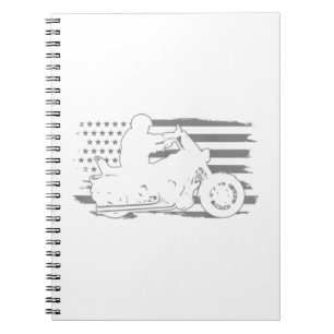 Patriotic Motorcycle Vintage American Flag Biker Notebook