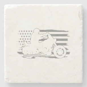 Patriotic Motorcycle Vintage American Flag Biker Stone Coaster