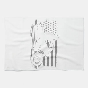 Patriotic Motorcycle Vintage American Flag Biker Tea Towel