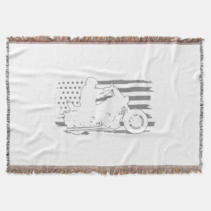 Patriotic Motorcycle Vintage American Flag Biker Throw Blanket