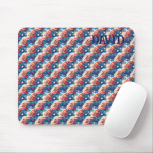Patriotic Mouse Pad Red White and Blue Stars