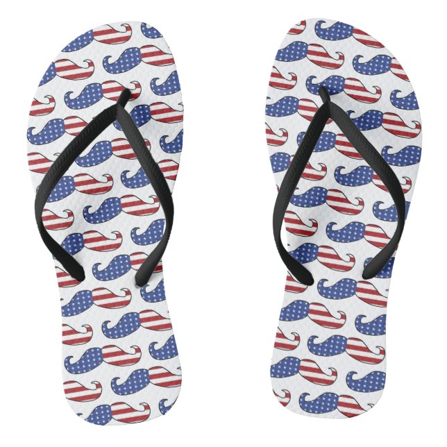 Patriotic Moustache Pattern Thongs (Footbed)