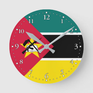Patriotic Mozambique Flag Round Clock