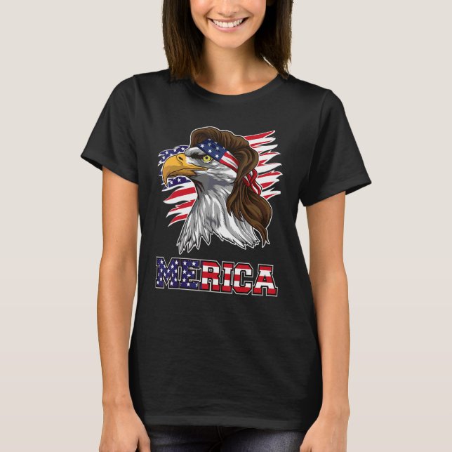 Patriotic Mullet Eagle Independence Day July 4th T-Shirt (Front)