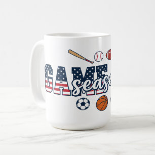 Patriotic Multi Sport Game Day Season American Fla Coffee Mug