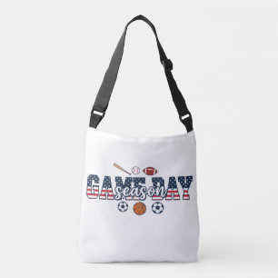 Patriotic Multi Sport Game Day Season American Fla Crossbody Bag
