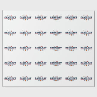 Patriotic Multi Sport Game Day Season American Fla Wrapping Paper