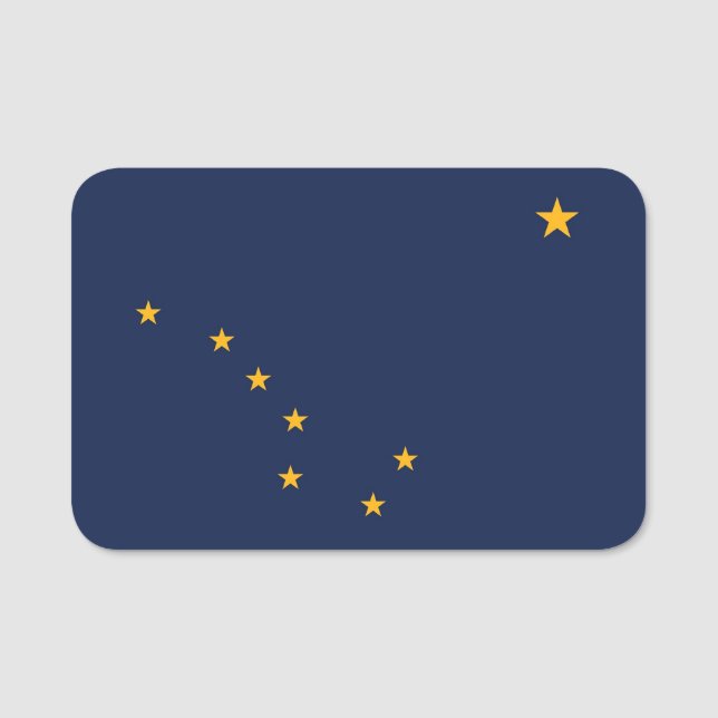 Patriotic name tag with flag of Alaska, USA (Front)