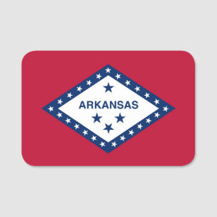 Patriotic name tag with flag of Arkansas, USA