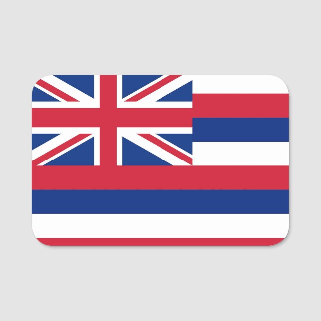 Patriotic name tag with flag of Hawaii, USA (Front)