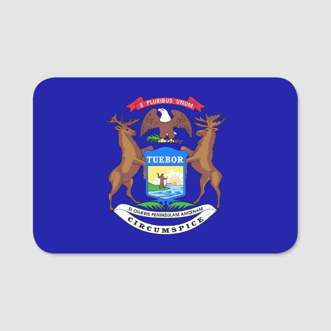 Patriotic name tag with flag of Michigan (Front)