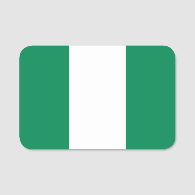 Patriotic name tag with flag of Nigeria (Front)