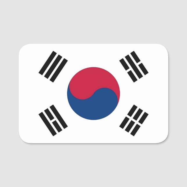 Patriotic name tag with flag of South Korea (Front)