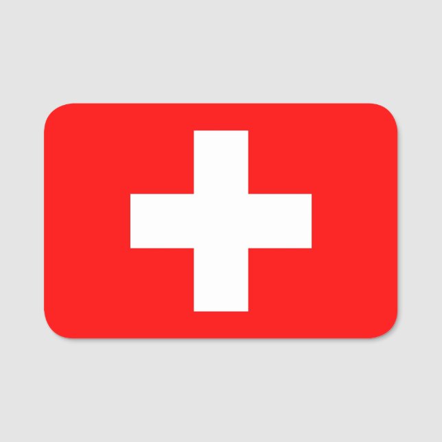 Patriotic name tag with flag of Switzerland (Front)