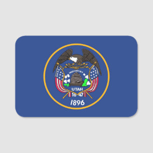 Patriotic name tag with flag of Utah