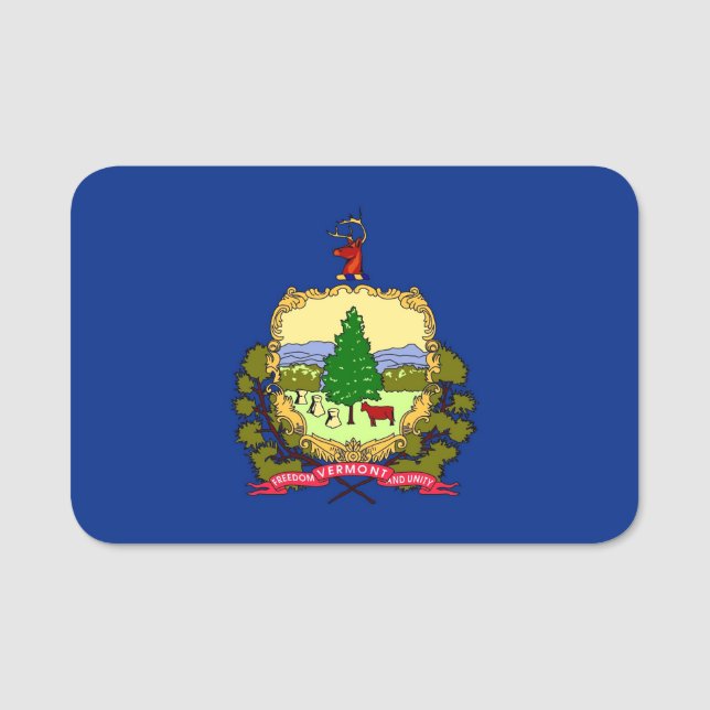 Patriotic name tag with flag of Vermont (Front)